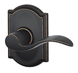 Schlage / Accent Lever with Camelot Rose / Passage / Aged Bronze / F10ACC 716 CAM Schlage / Accent Lever with Camelot Rose / Passage / Aged Bronze / F10ACC 716 CAM