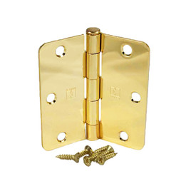 Hager / Hinge / 3-1/2" x 3-1/2" / 1/4" Radius Corner / Polished Brass / RC1741 3.5x3.5 3