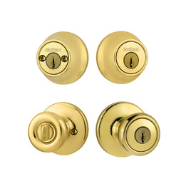 Kwikset / Tylo 400 Knob and 665 Double Cylinder Deadbolt Combo / Polished Brass / 695 T 3 CP