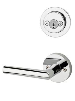 Kwikset / 967 Double Cylinder Interior Trim Pack / Milan Lever with Round Rose / Polished Chrome / 967MILRDT26 SMT