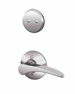 Schlage / F Series Dummy Cylinder Interior Trim Pack / Manhattan Lever / Left Hand / Bright Chrome / Dummy Cylinder / F94MNH625LH