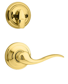 Kwikset / 966 Single Cylinder Interior Trim Pack / Tustin Lever / Left Hand / Polished Brass / 966TNLLH3 Kwikset / 966 Single Cylinder Interior Trim Pack / Tustin Lever / Left Hand / Polished Brass / 966TNLLH3