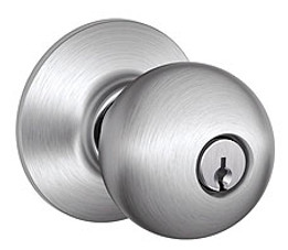 Schlage / Orbit Knob / Storeroom Keyed Entry UL Fire Rated / Satin Chrome / F80CFORB 626 Schlage / Orbit Knob / Storeroom Keyed Entry UL Fire Rated / Satin Chrome / F80CFORB 626