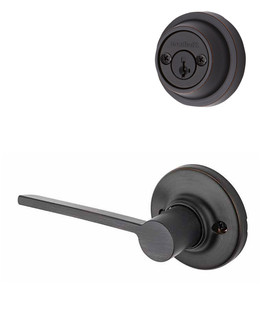 Kwikset / 605 Double Cylinder Interior Trim Pack / Ladera Lever Round Rose / Right Hand / Venetian Bronze / 605LRLRDTRH11P