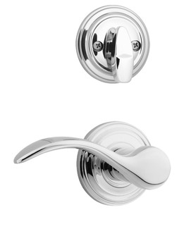 Kwikset / 966 Single Cylinder Interior Trim Pack / Pembroke Lever / Right Hand / Polished Chrome / 966PMLRH26