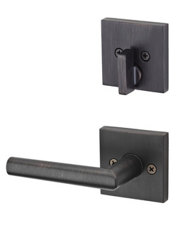 Kwikset / 971 Single Cylinder Interior Trim Pack / Milan Lever with Square Rose / Venetian Bronze / 971MILSQT11P