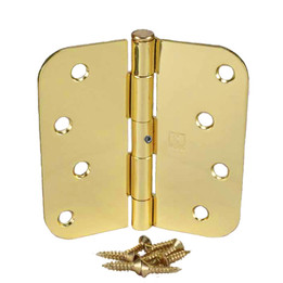 Hager / Hinge / 4" x 4" / 5/8" Radius Corner / Non-Removable Pin / Polished Brass / RC1842 4x4 3 NRP