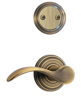 Kwikset / 968 Dummy Cylinder Interior Trim Pack / Pembroke Lever / Right Hand / Antique Brass / 968PMLRH5