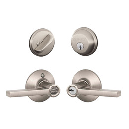 Schlage / Flair Lever / F51A Keyed Entry with B60 Single Cylinder Deadbolt  Combo Pack / Satin Nickel / FB50NVFLA619