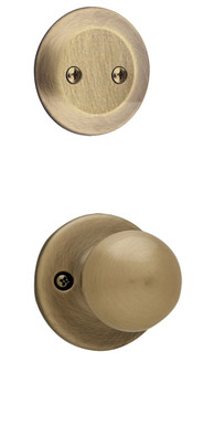 Kwikset / 606 Dummy Cylinder Interior Trim Pack / Polo Knob / Antique Brass / 606P5