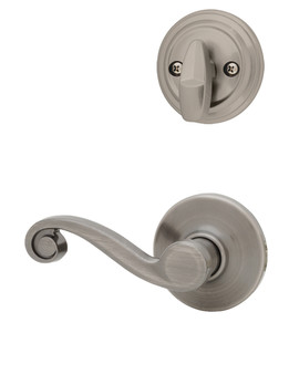Kwikset / 966 Single Cylinder Interior Trim Pack / Lido Lever / Right Hand / Antique Nickel / 966LLRH15A