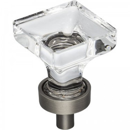 Jeffrey Alexander / Harlow Glass Square Knob / 1" / Brushed Pewter / G140BNBDL