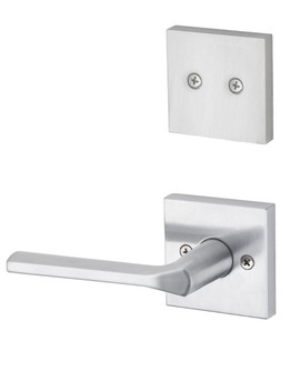 Kwikset / 973 Dummy Cylinder Interior Trim Pack / Lisbon Lever with Square Rose / Satin Chrome / 973LSLSQT26D Kwikset / 973 Dummy Cylinder Interior Trim Pack / Lisbon Lever with Square Rose / Satin Chrome / 973LSLSQT26D