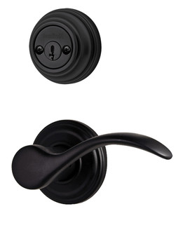 Kwikset / 967 Double Cylinder Interior Trim Pack / Pembroke Lever / Left Hand / Matte Black / 967PMLLH514