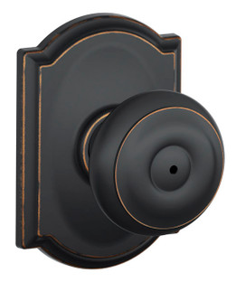 Schlage / Georgian Knob with Camelot Rose / Privacy / Aged Bronze / F40GEO 716 CAM