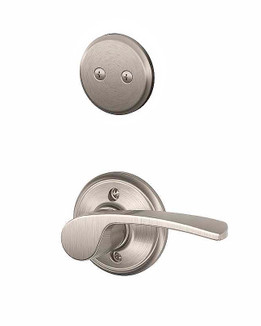 Schlage / F Series Dummy Cylinder Interior Trim Pack / Merano Lever / Left Hand / Satin Nickel / Dummy Cylinder / F94MER619LH