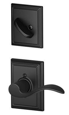 Schlage / F Series Single Cylinder Interior Trim Pack / Accent Lever with Addison Rose / Left Hand / Matte Black / Single Cylinder / F59ACC622ADDLH Schlage / F Series Single Cylinder Interior Trim Pack / Accent Lever with Addison Rose / Left Hand / Matte Black / Single Cylinder / F59ACC622ADDLH