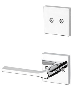 Kwikset / 973 Dummy Cylinder Interior Trim Pack / Lisbon Lever with Square Rose / Polished Chrome / 973LSLSQT26 Kwikset / 973 Dummy Cylinder Interior Trim Pack / Lisbon Lever with Square Rose / Polished Chrome / 973LSLSQT26