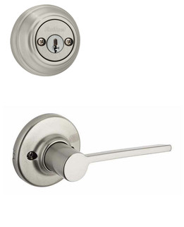 Kwikset / 967 Double Cylinder Interior Trim Pack / Ladera Lever / Left Hand / Satin Nickel / 967LRLLH15
