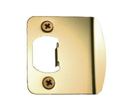 Kwikset / Extended Lip Strike Round Corner / 2-1/4" H x 1-3/4" W / Total Width 2-1/4" / Polished Brass / 83536 3 Kwikset / Extended Lip Strike Round Corner / 2-1/4" H x 1-3/4" W / Total Width 2-1/4" / Polished Brass / 83536 3