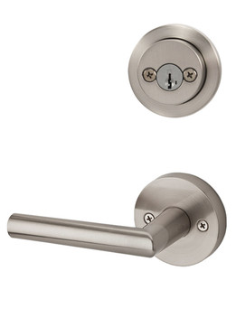 Kwikset / 967 Double Cylinder Interior Trim Pack / Milan Lever with Round Rose / Satin Nickel / 967MILRDT15 SMT
