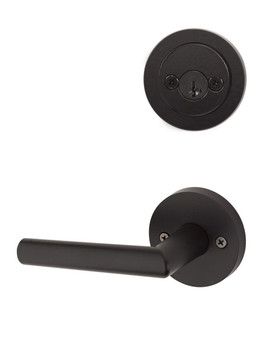 Kwikset / 967 Double Cylinder Interior Trim Pack / Milan Lever with Round Rose / Matte Black / 967MILRDT514 SMT