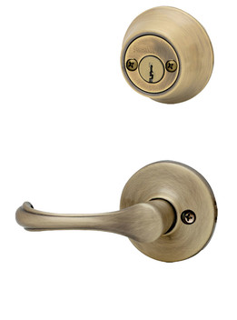 Kwikset / 605 Double Cylinder Interior Trim Pack / Dorian Lever / Antique Brass / 605DNL5