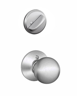 Schlage / F Series Single Cylinder Interior Trim Pack / Orbit Knob / Satin Chrome / Single Cylinder / F59ORB626