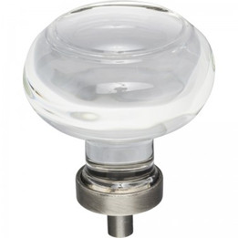 Jeffrey Alexander / Harlow Glass Button Knob / 1-3/4" / Brushed Pewter / G120L-BNBDL