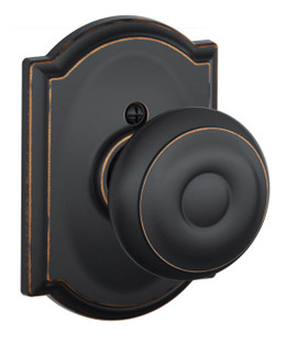 Schlage / Georgian Knob with Camelot Rose / Half Dummy / Aged Bronze / F170GEO 716 CAM