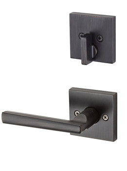 Kwikset / 971 Single Cylinder Interior Trim Pack / Montreal Lever with Square Rose / Venetian Bronze / 971MRLSQT11P Kwikset / 971 Single Cylinder Interior Trim Pack / Montreal Lever with Square Rose / Venetian Bronze / 971MRLSQT11P