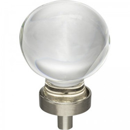 Jeffrey Alexander / Harlow Glass Sphere Knob / 1-3/8" / Satin Nickel / G130L-SN
