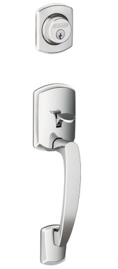 Schlage / Greenwich Handleset / Single Cylinder / Bright Chrome / F60GRW 625
