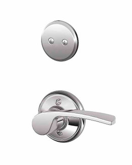 Schlage / F Series Dummy Cylinder Interior Trim Pack / Merano Lever / Left Hand / Bright Chrome / Dummy Cylinder / F94MER625LH