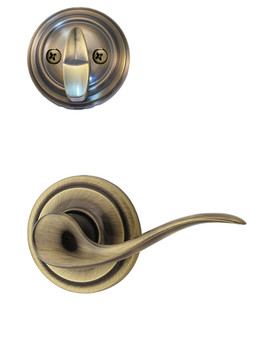 Kwikset / 966 Single Cylinder Interior Trim Pack / Tustin Lever / Left Hand / Antique Brass / 966TNLLH5