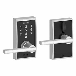 SCHLAGE FE575 PLY 626 ELA Plymouth Keypad Entry with Auto-Lock and Elan  Levers, Brushed Chrome