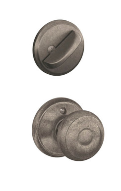 Schlage / F Series Single Cylinder Interior Trim Pack / Georgian Knob / Distressed Nickel / Single Cylinder / F59GEO621 Schlage / F Series Single Cylinder Interior Trim Pack / Georgian Knob / Distressed Nickel / Single Cylinder / F59GEO621
