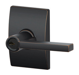 Schlage / Latitude Lever with Century Rose / Keyed Entry / Aged Bronze / F51ALAT 716 CEN Schlage / Latitude Lever with Century Rose / Keyed Entry / Aged Bronze / F51ALAT 716 CEN