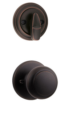 Kwikset / 966 Single Cylinder Interior Trim Pack / Cove Knob / Venetian Bronze / 966CV11P