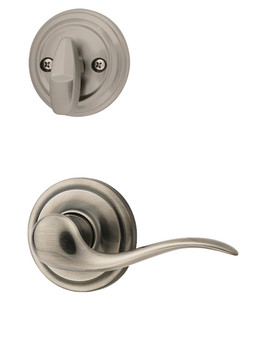 Kwikset / 966 Single Cylinder Interior Trim Pack / Tustin Lever / Left Hand / Antique Nickel / 966TNLLH15A