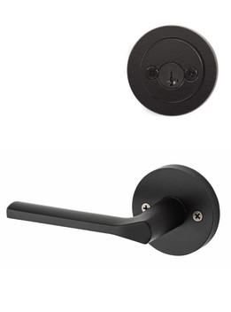Kwikset / 967 Double Cylinder Interior Trim Pack / Lisbon Lever with Round Rose / Matte Black / 967LSLRDT514 SMT