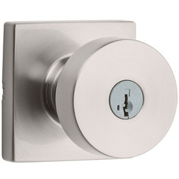 Kwikset / Pismo Knob with Square Rose / Keyed Entry - SmartKey / Satin Nickel / 740PSKSQT 15 SMT Kwikset / Pismo Knob with Square Rose / Keyed Entry - SmartKey / Satin Nickel / 740PSKSQT 15 SMT