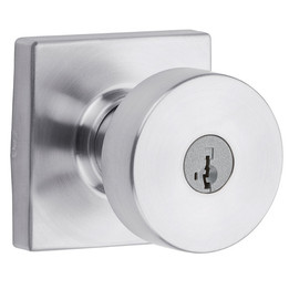 Kwikset / Pismo Knob with Square Rose / Keyed Entry - SmartKey / Satin Chrome / 740PSKSQT 26D SMT Kwikset / Pismo Knob with Square Rose / Keyed Entry - SmartKey / Satin Chrome / 740PSKSQT 26D SMT