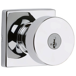 Kwikset / Pismo Knob with Square Rose / Keyed Entry - SmartKey / Polished Chrome / 740PSKSQT 26 SMT Kwikset / Pismo Knob with Square Rose / Keyed Entry - SmartKey / Polished Chrome / 740PSKSQT 26 SMT