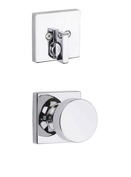 Kwikset / 971 Single Cylinder Interior Trim Pack / Pismo Knob with Square Rose / Polished Chrome / 971PSKSQT26