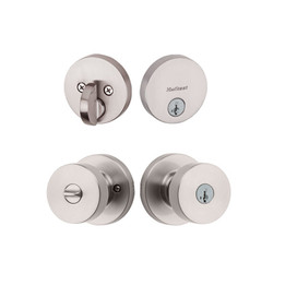 Kwikset Pismo Round Knob and Single Cylinder Deadbolt Combo with Entry Knob in Satin Nickel Kwikset Pismo Round Knob and Single Cylinder Deadbolt Combo with Entry Knob in Satin Nickel
