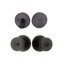 Kwikset Pismo Round Knob and Single Cylinder Deadbolt Combo Entry Knob in Venetian Bronze Kwikset Pismo Round Knob and Single Cylinder Deadbolt Combo Entry Knob in Venetian Bronze