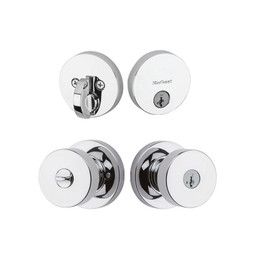 Kwikset Pismo Round Knob and Single Cylinder Deadbolt Combo with Entry  Knob in Polished Chrome Kwikset Pismo Round Knob and Single Cylinder Deadbolt Combo with Entry  Knob in Polished Chrome