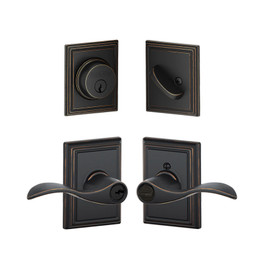 Schlage / Accent x Addison Lever / F51A Keyed Entry with B60 Single Cylinder Deadbolt Combo Pack / Aged Bronze / FB50ACC716ADD Schlage / Accent x Addison Lever / F51A Keyed Entry with B60 Single Cylinder Deadbolt Combo Pack / Aged Bronze / FB50ACC716ADD