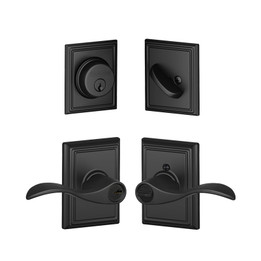 Schlage / Accent x Addison Lever  / F51A Keyed Entry with B60 Single Cylinder Deadbolt Combo Pack / Matte Black / FB50ACC622ADD Schlage / Accent x Addison Lever  / F51A Keyed Entry with B60 Single Cylinder Deadbolt Combo Pack / Matte Black / FB50ACC622ADD